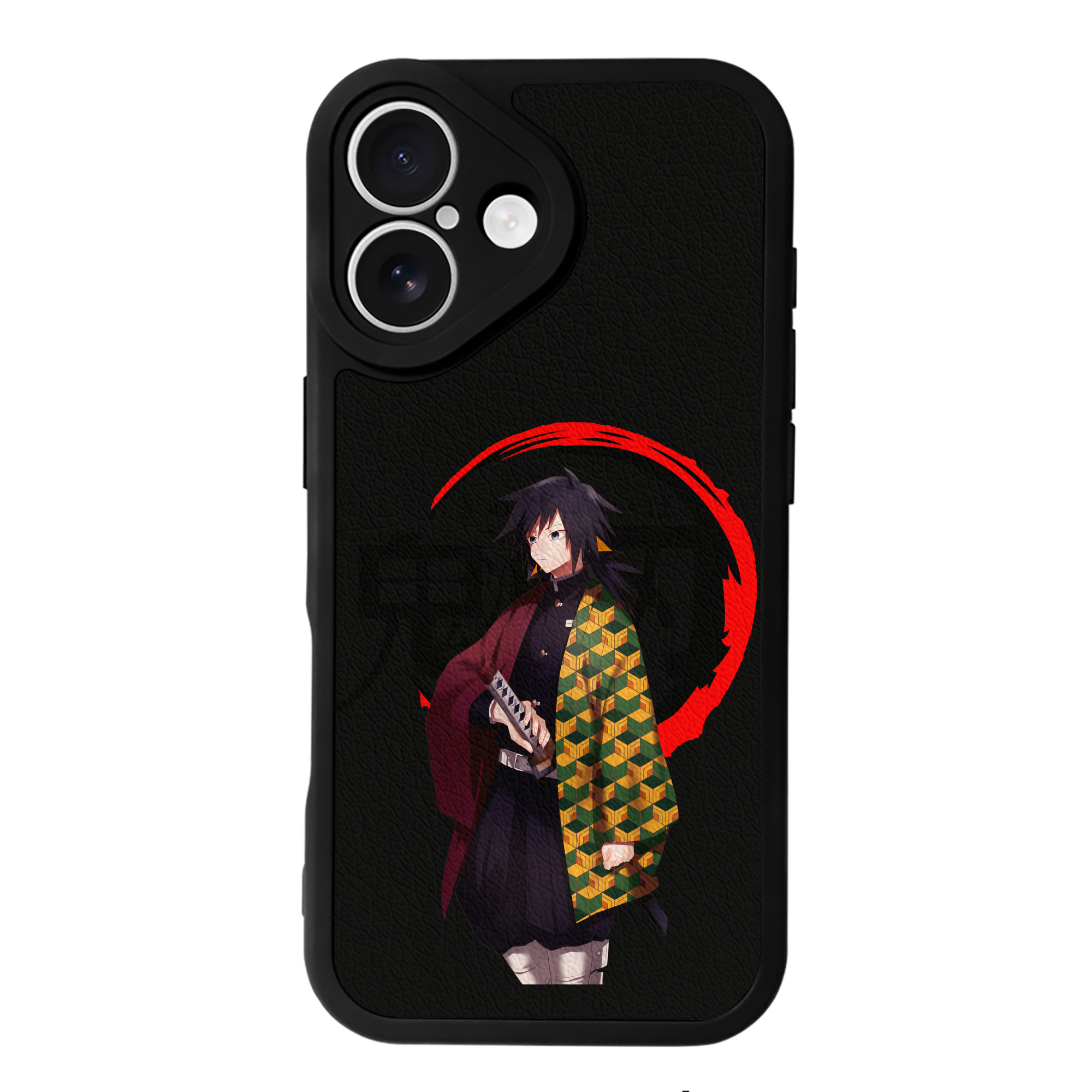 （画像用） 鬼滅の刃（きめつのやいば）水柱-冨岡 義勇／とみおか ぎゆう Tomioka Giyuu 【iPhone 16シリーズ対応】シリコンスマホケース（レザー調） 材質：シリコン
